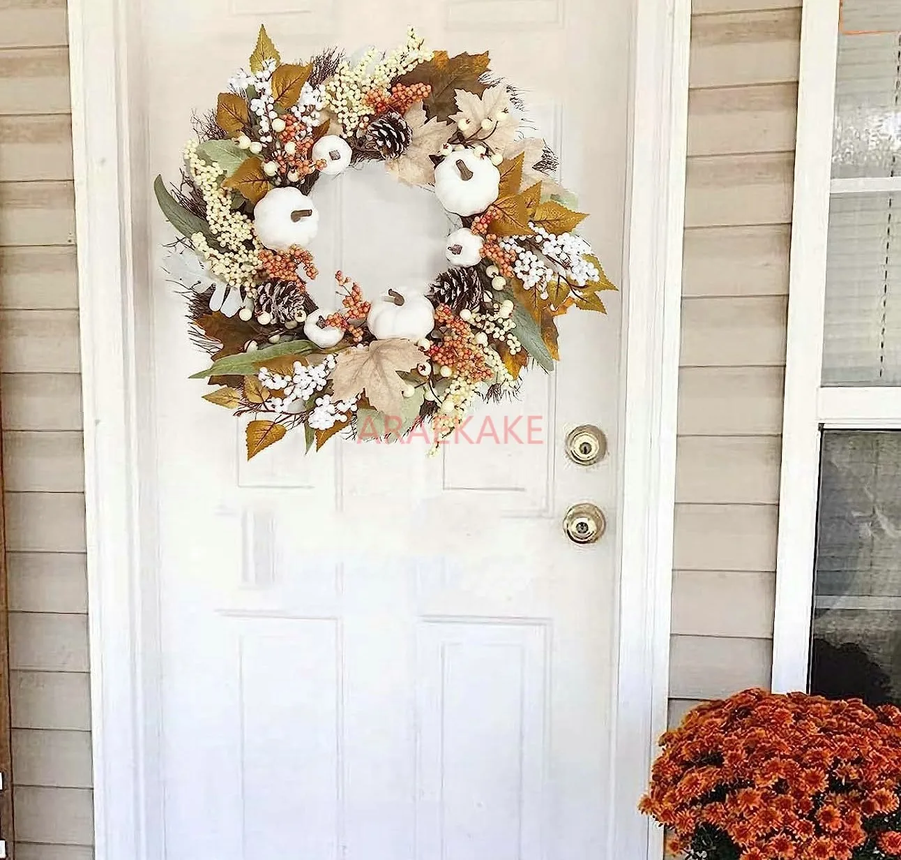 

1PCS Fall Wreaths for Front Door Outdoor Fall Decorations for Home and Porch Neutral Autumn Large Wreath