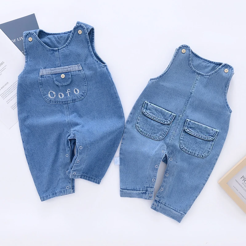 DIIMUU Toddler Baby Clothing Boys Overalls Kids Girls Denim Pants Casual Dungarees Long Trousers Fashion Rompers for 1-5 Years