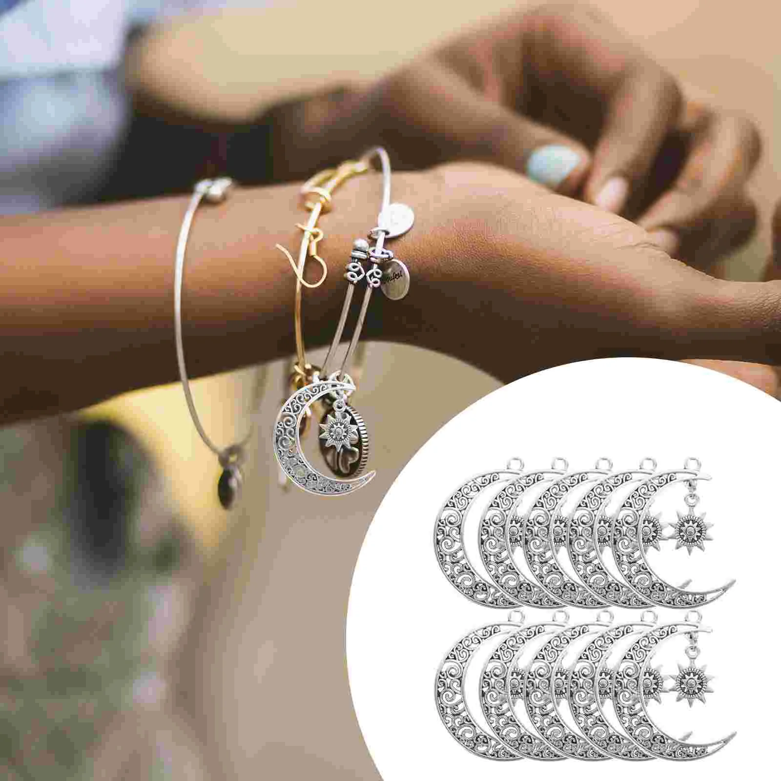 10 Pcs Pendant Necklace Charm Alloy Jewelry Accessories Silver Color Decorative Necklace Pendent Fashion