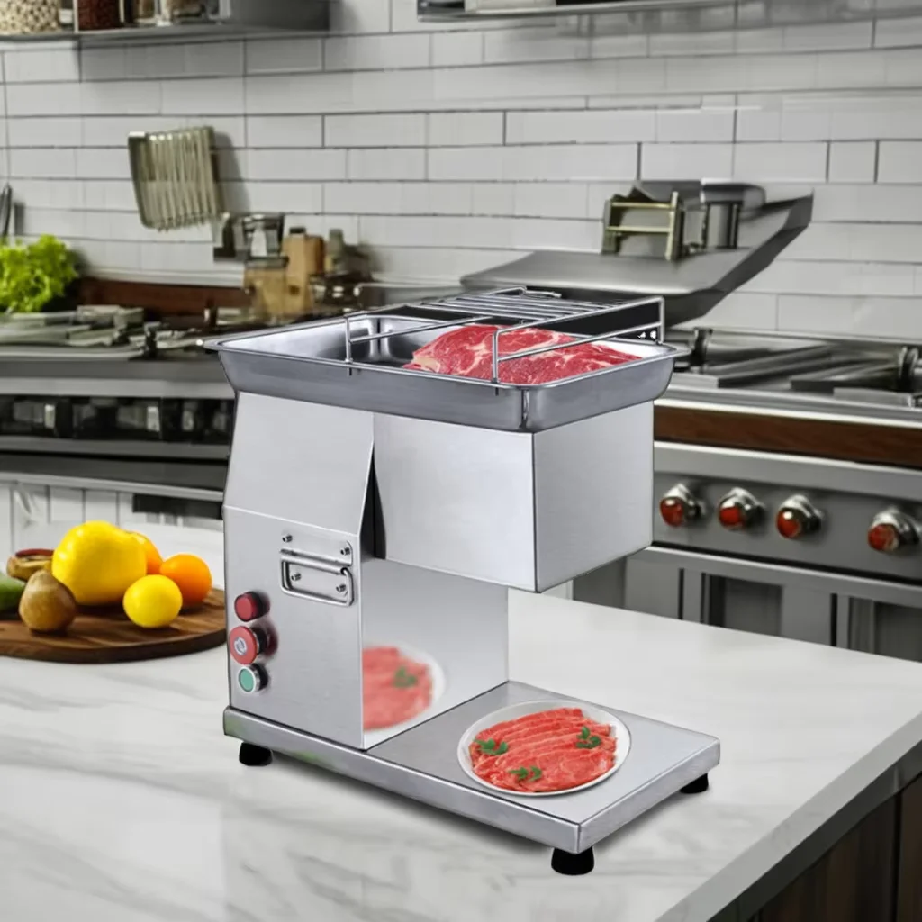 Commercial Meat Slicer 250KG/H Electric Meat Cutter 2.5/3/4/5/6/7/8mm Adjustable Stainless Steel Automatic Slice Machine