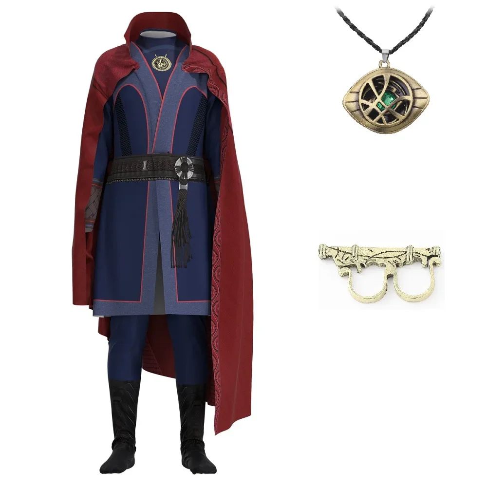 Doctor Strange Costume Kids Superhero Steve Doctor Strange Cosplay Costume Cloak Necklace Ring Halloween Costume for Adult Child