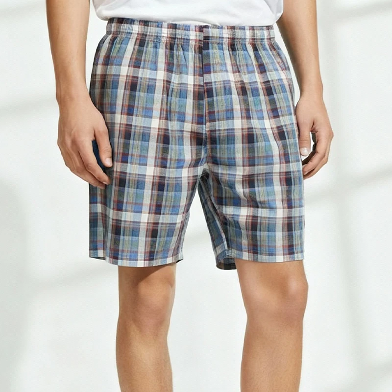 

Хлопковые пижамные штаны в клетку для мужчин, удобные, с широкой эластичной талией, пижамные шорты для сна, брюки с пуговицами, pijama hombre