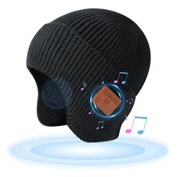 Knitted Beanie Hat for Men and Women, Music Caps with Headphones, Built-in Microphone Speakers, USB Rechargeable
