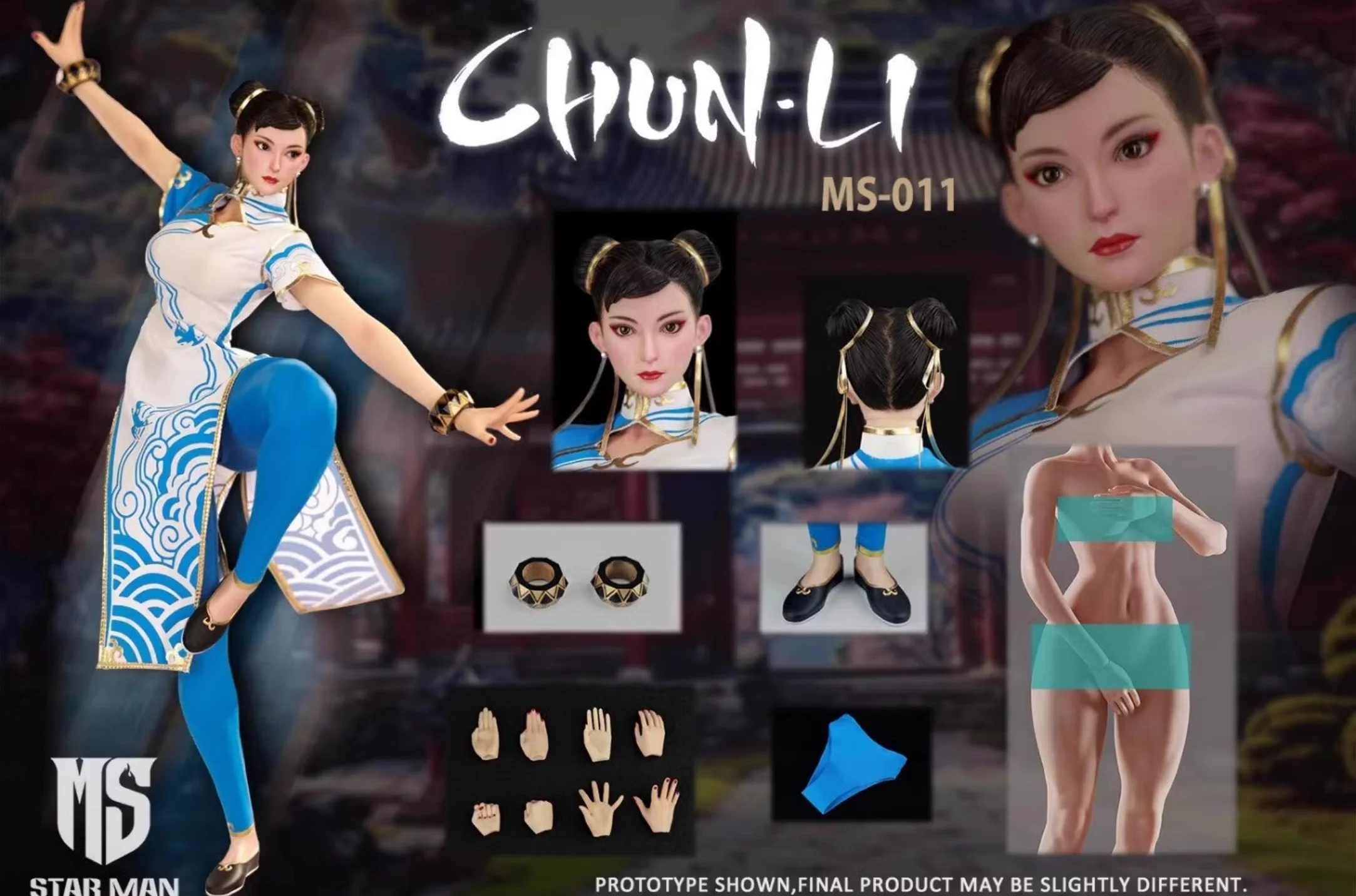 

STAR MAN MS-011 1/6 Cheongsam Suit Fighter Girl Chun-Li Action Figure Model