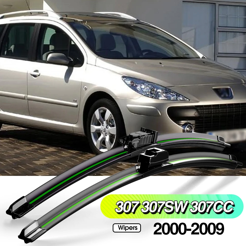 

For Peugeot 307 307SW 307CC 2000-2009 2pcs Front Windshield Wiper Blades Windscreen Window Accessories 2002 2003 2005 2006 2008