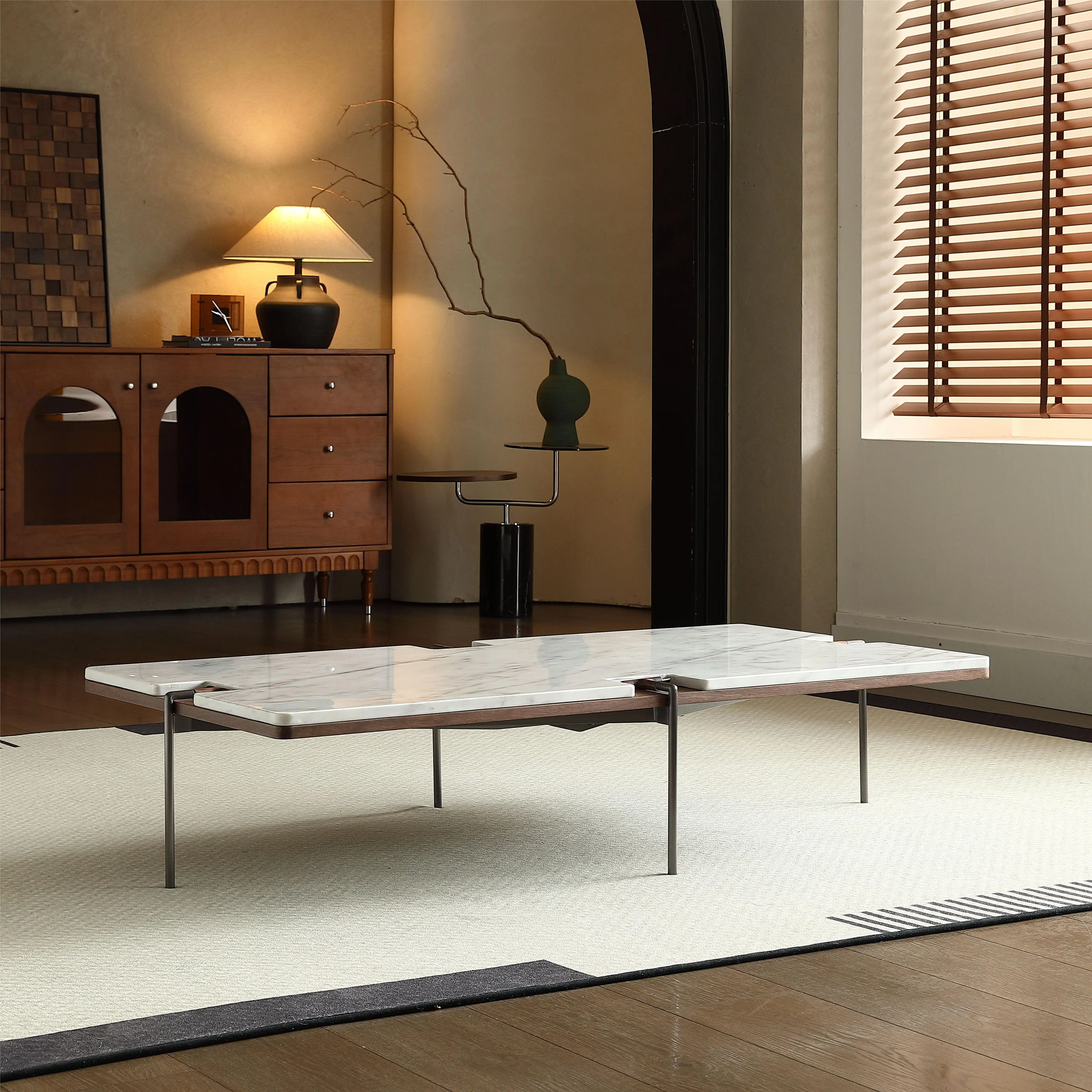 طاولة قهوة مستطيلة من حجر الرخام لغرفة المعيشة طاولة قهوة عالية الجودة #2