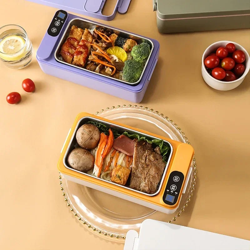 USB Electric Lunch Box Portable Camping Heated Insulated Lunch Box Rechargeable Heated Unplugged Rater-free Office Lunch Box 1L