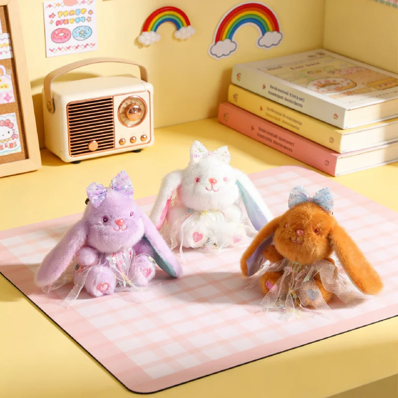 3pcs Cute Rabbit Plush Toy Keychain Doll Bunny Bag Pendant Small Accessory
