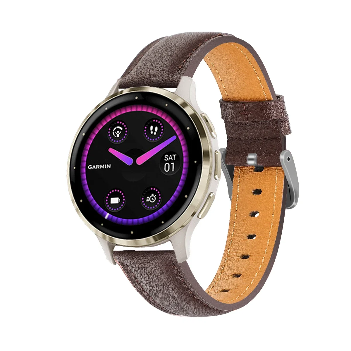 สายรัดหนัง18มม. 20มม. 22มม. สำหรับ Garmin venu 3 2S/SQ 2 / 55 255 165 245 265 255S 265S /vivoactive 3 4 4 4S 5 /active S