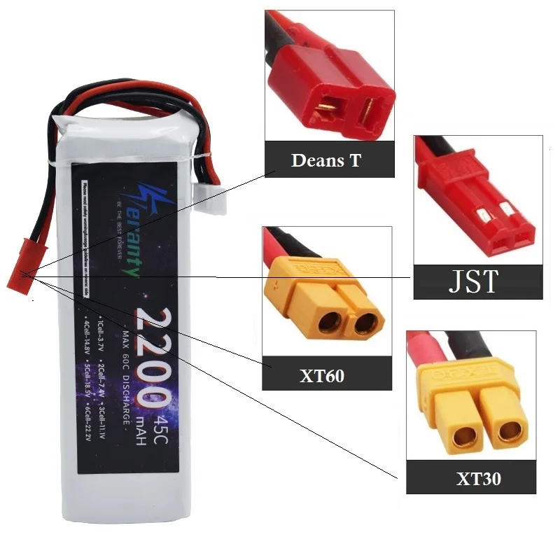 11.1V 2200mAh LiPo Battery 3s 45C For RC Car FPV Drones Boats Helicopters Vehicles with XT30 XT60 Deans T JST Connector