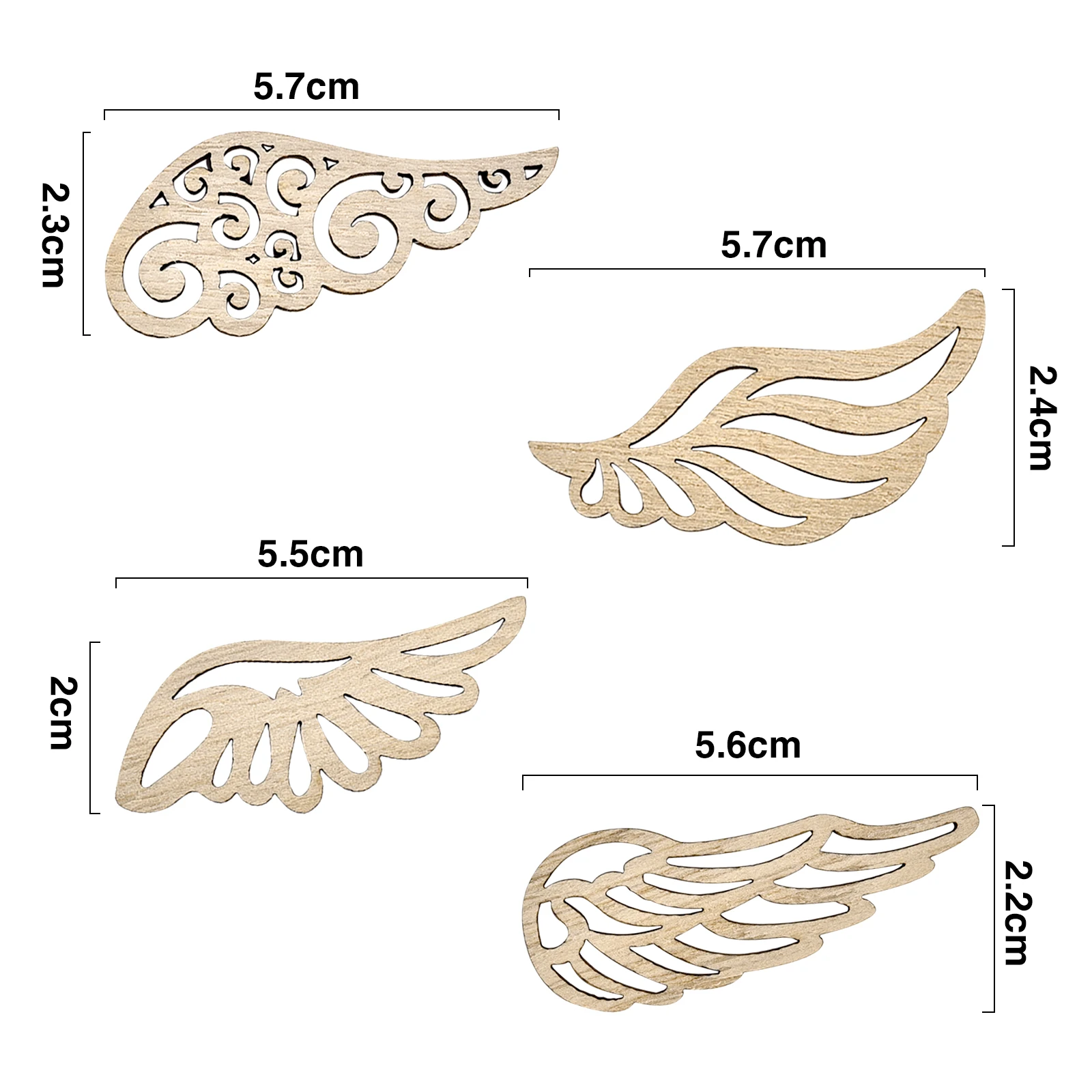 10Pcs Angel Wings Hollow Wooden Chips Handmade Decorative Embellishments Craft DIY Scrapbook Clothes Graffiti Button Accessories