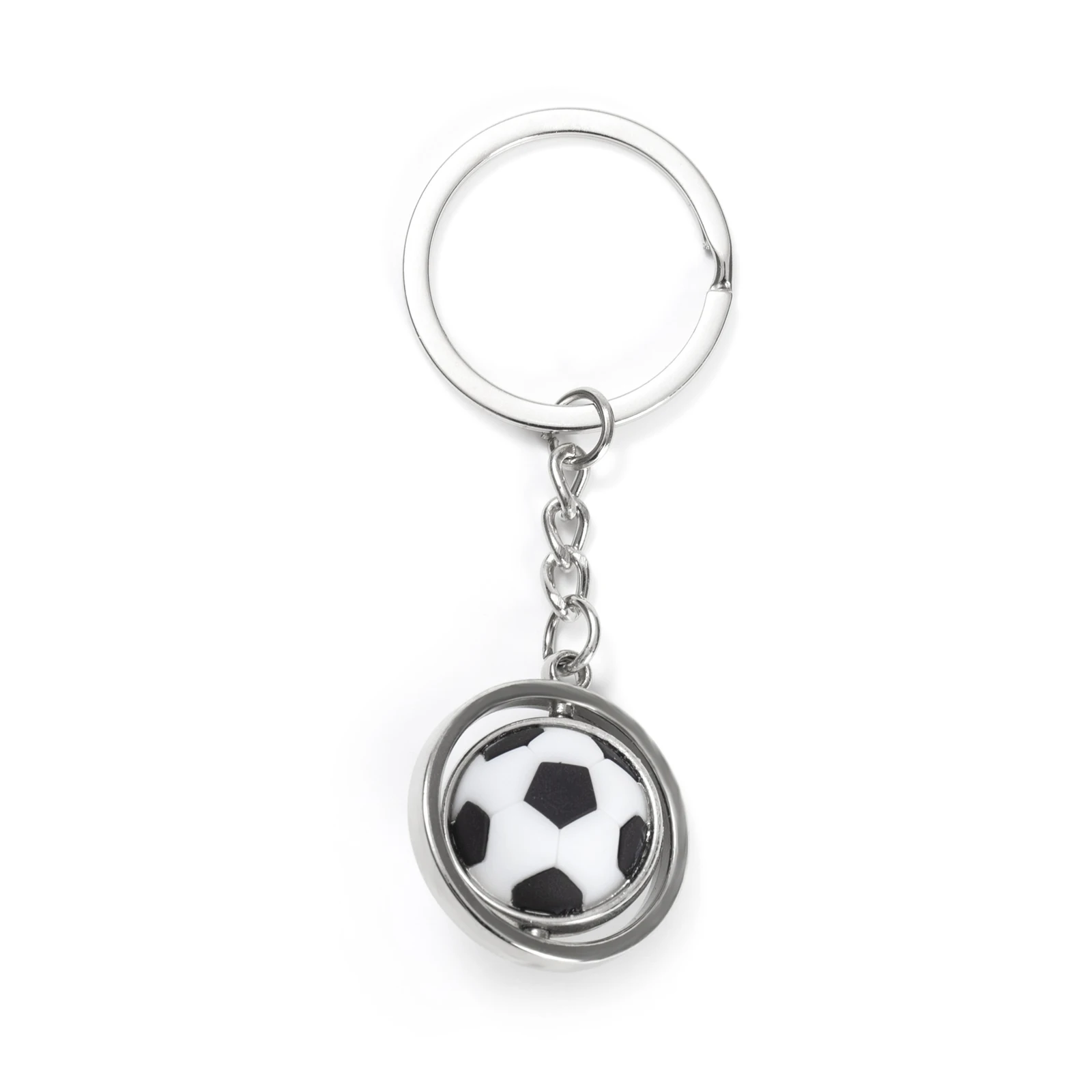 1PC Fashion Sport Keychain Birthday Gift Silver Color Keyring Rotatable Football Basketball Baseball Pendant Keychain 8.5x3cm