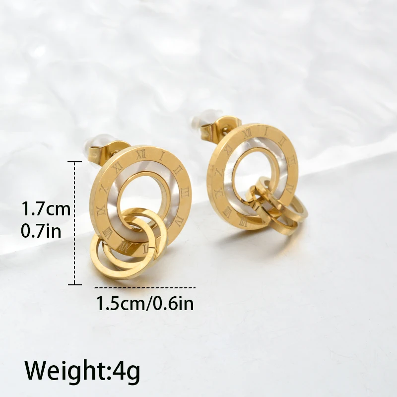 CHARMOMENT Gold Color Stainless Steel Hoop Earrings Hanging Earrings for Women Vintage Zircon Piercing Ear Party Festival Gifts