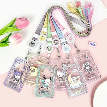 귀여운 투명 카드 슬리브 애니메이션 피규어, 쿠로미 멜로디 명함 주식 케이스 가방, 푸린 개 카드 앨범 디스플레이 보호대