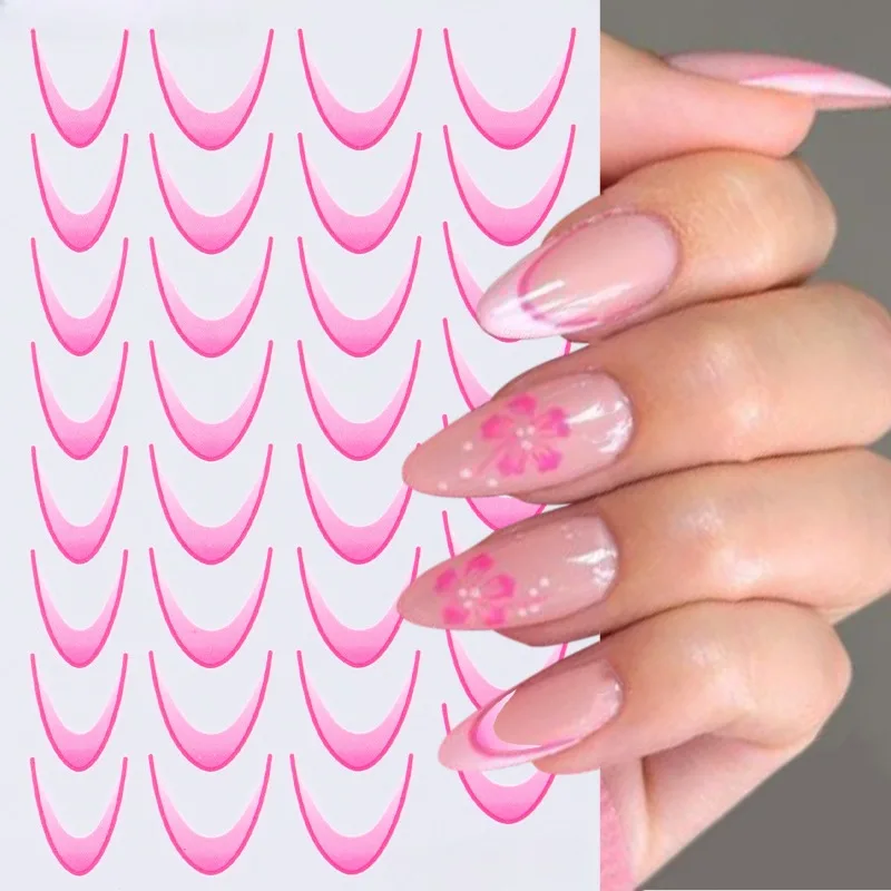 Autocollants pour Ongles avec Ligne Dégradée 3D, Design Romance Française, Mode, Accessoires Nail Art, Décalcomanie, Outil, Nouveau