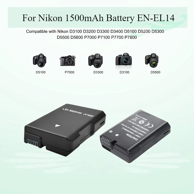 

For Nikon 1500mAh Battery EN-EL14 P7100 P7000 D5100 D3100 D3200 Camera