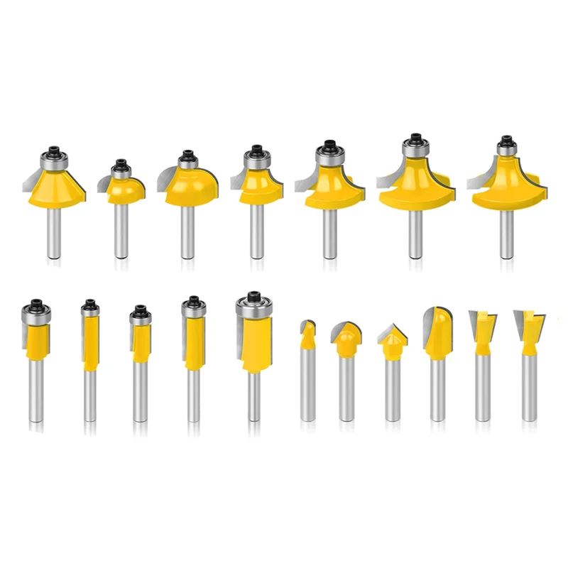 VELIF-35Pcs 1/4In Shank Router Bit Set Straight Slotting Beading Bits Woodworking Milling Cutters Engraving Cutting Tools
