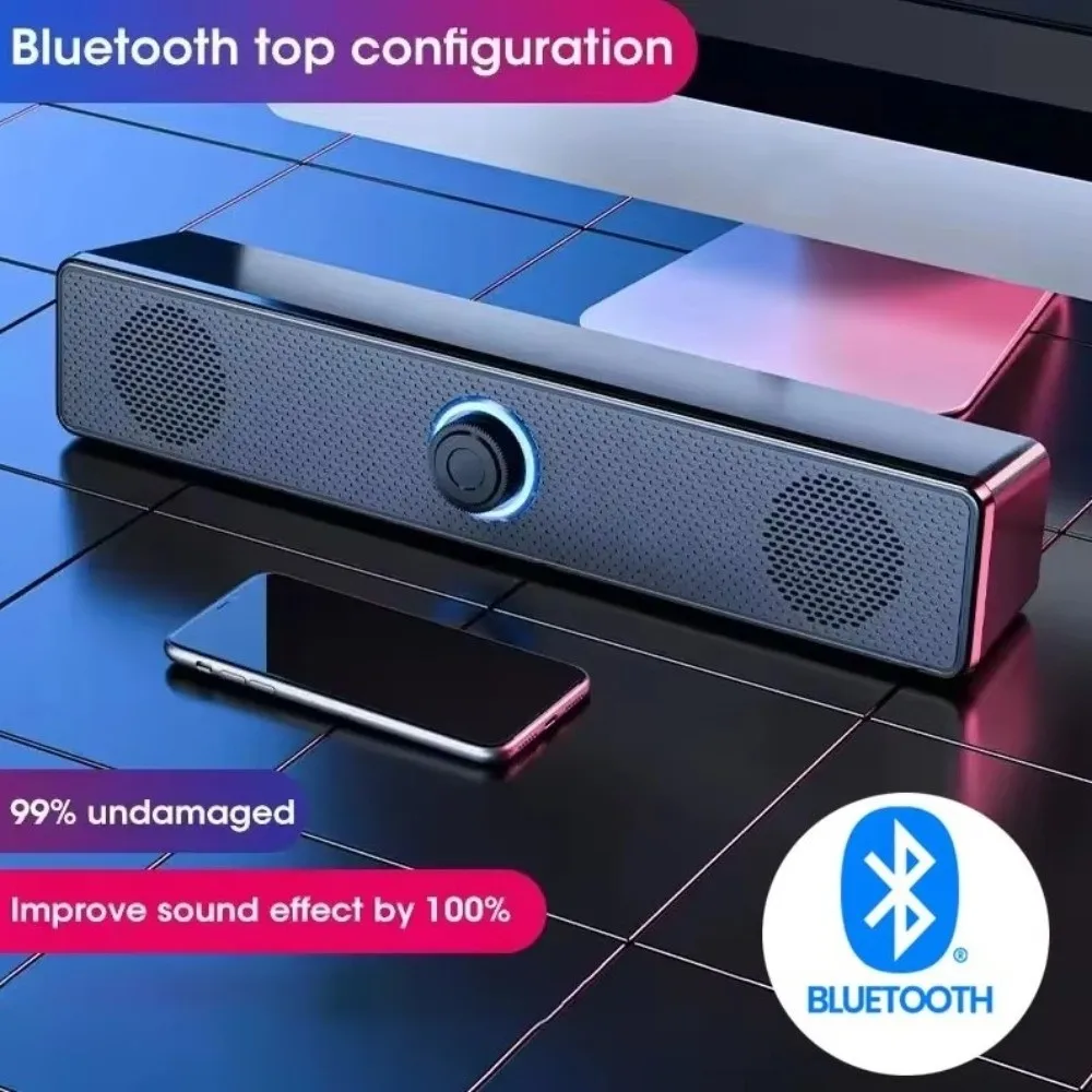 Surround Audio Wired PC Soundbar Stereo Wireless Bluetooth Speaker Strong Bass Compact Stereo USB Powered Soundbar For TV view 2