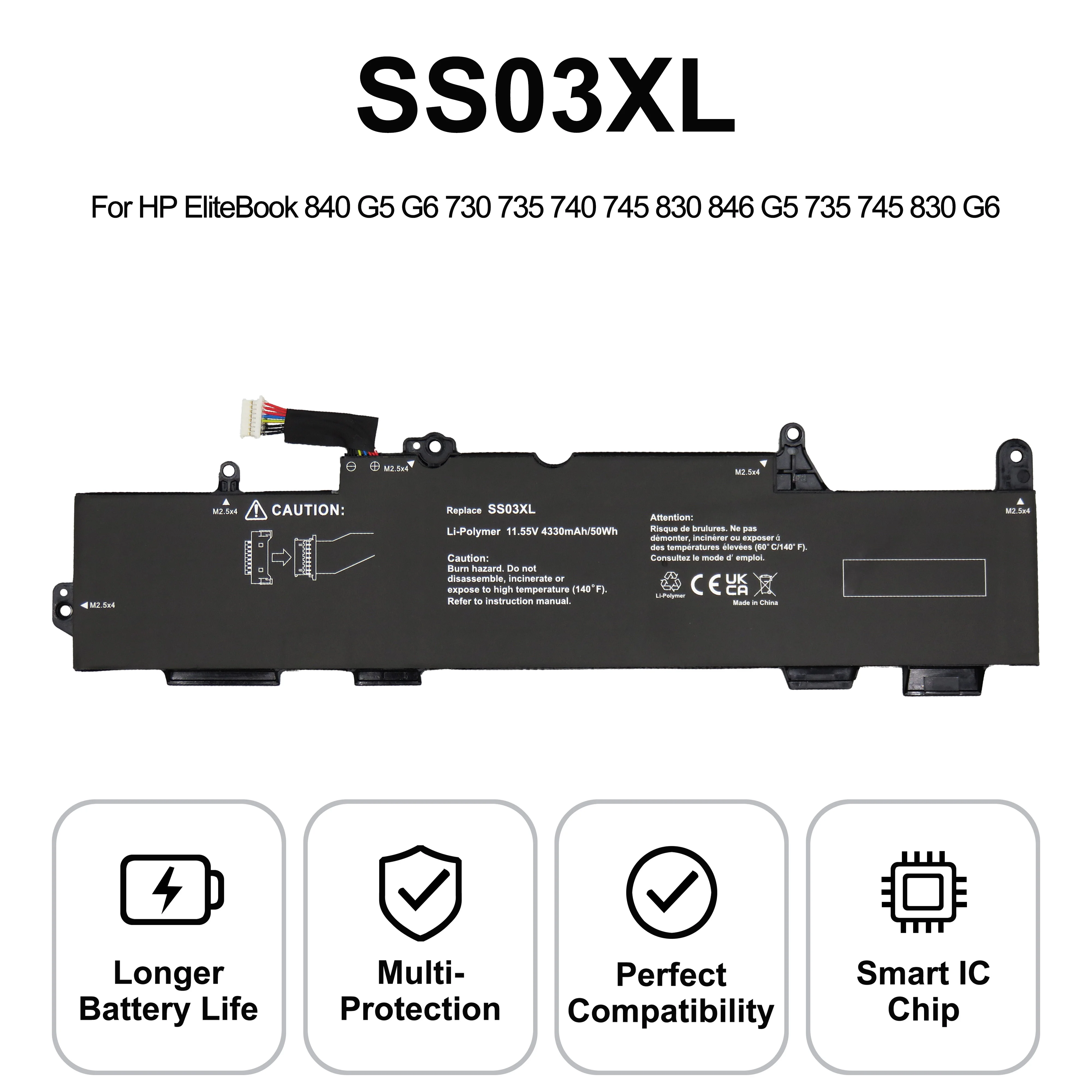 SS03XL Laptop Battery for HP EliteBook 730 735 740 745 755 830 840 846 G5 ZBook 14u G5 HSN-I12C HSN-I13C-4 HSN-I13C-5