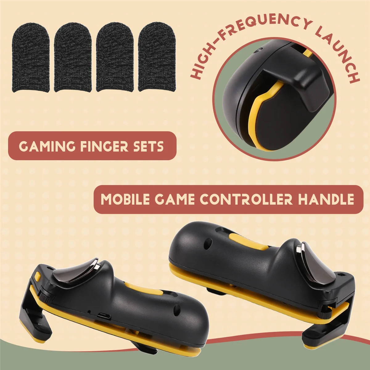 

Мобильный игровой контроллер для Ipad PUBG Trigger Controller L1R1 с 2 парами игровых чехлов для пальцев