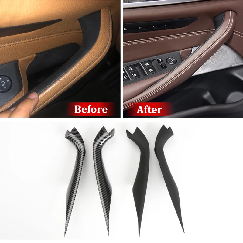 

Car Interior Carbon Fiber Door Handle Cover Trim Inner Pull Protect Covers For BMW 5 Series G30 G38 2017-2020 Auto Accessories