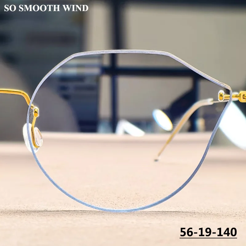 

Women Rimless Glasses Frame Butterfly Shape Spectacles Ultralight Titanium Eyeglasses Screwless Eyewear 2375 Makeup Decoration