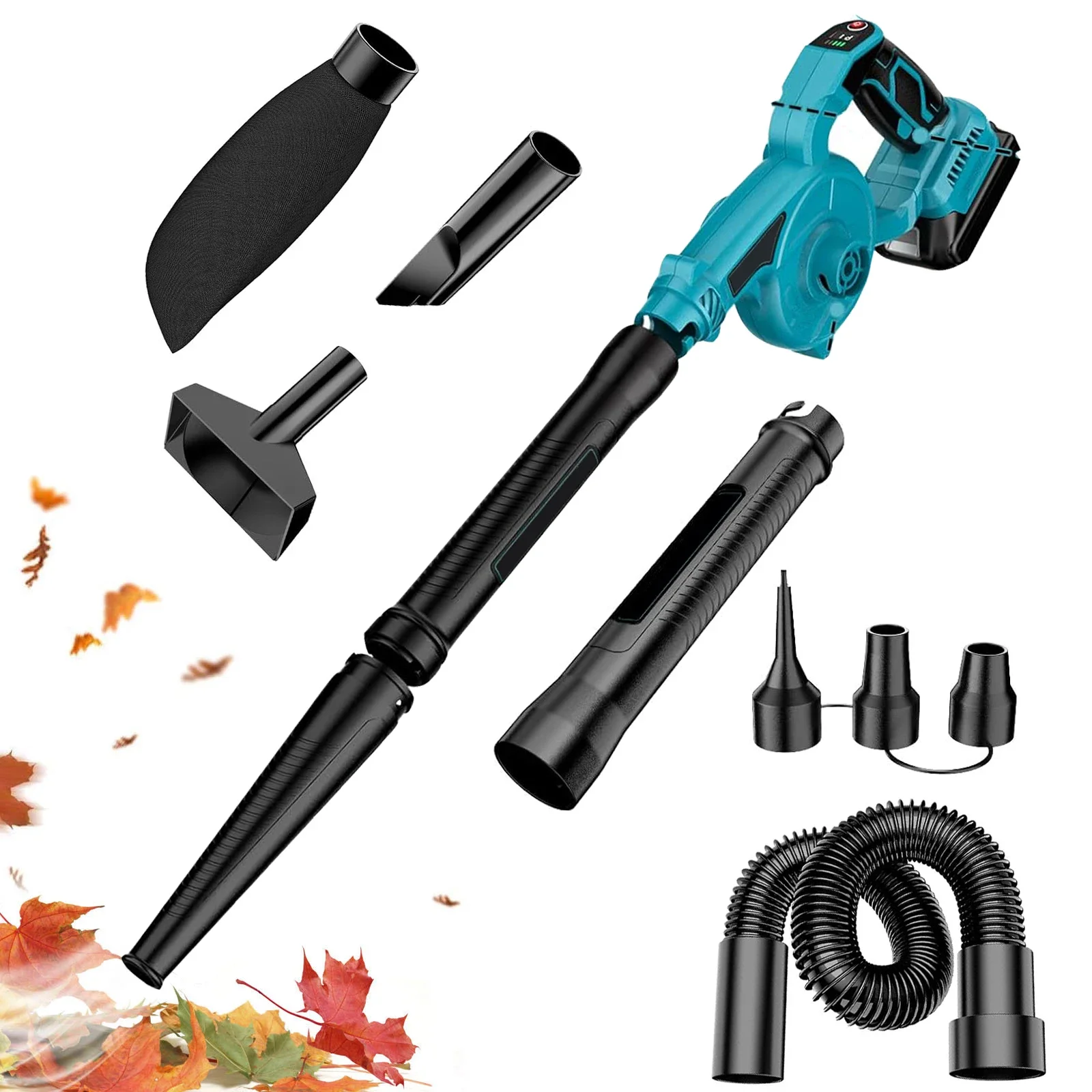 2 In 1 Brushless Electric Blower 3 Gears Adjustable Cordless Fallen Leaves /Snow Garden Sweeper Tools For Makita 18V Battery