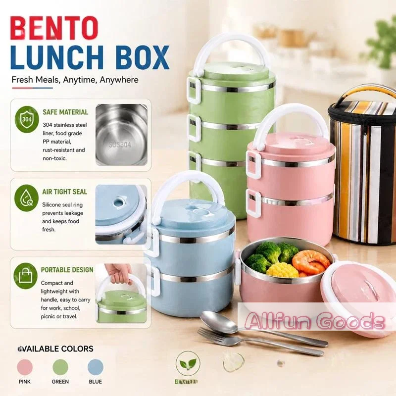 [TG835]410Stainless Steel Hot Food Bento Portable Home Insulated Meal Box Stackable Thermal Lunch Box Two-Layer Insulated Box