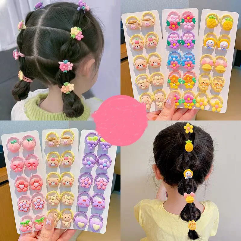 10PCS Cartoon Purple Grape Girls Lovely Elastic Hair Bands Princess Hair Accessories Children Hair Ties Baby Headwear