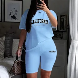 Womens Summer Tracksuit Print T-Shirt+Shorts 2 Piece Sets Fashion  Sportswear Clothing Luxury Casual Jogging Short Sleeve Suit