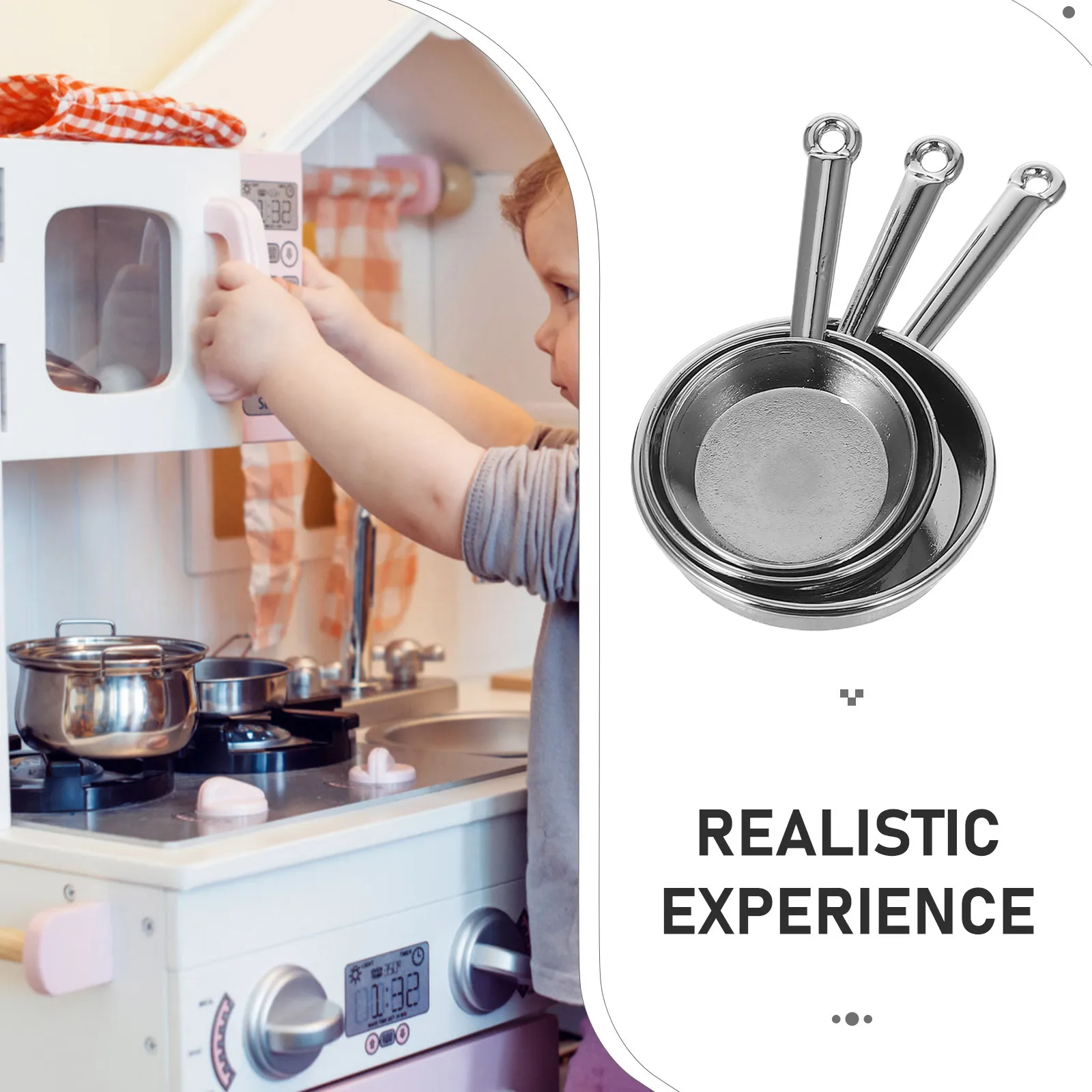 Juego de Mini sartenes de aleación de Metal realista para casa de muñecas, suministros de cocina, juego de simulación, accesorios de cocina, juego de simulación, 3 uds.