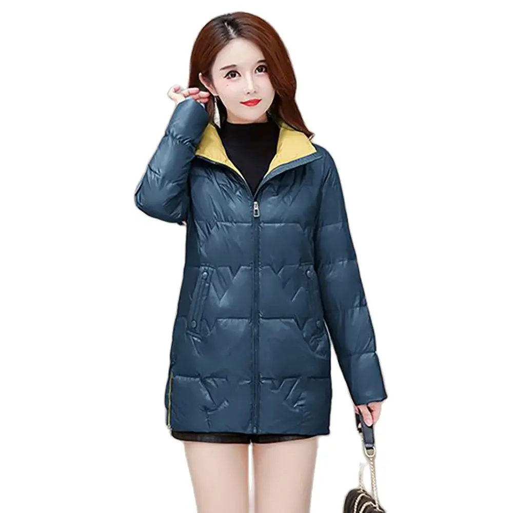 

High-end White Duck Down Temperament Long Glossy Down 2023 New Stand-up Collar Winter Waist Slim Fashion Warm Coat Woman。