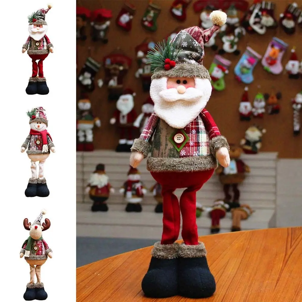 Christmas Snowman Reindeer Doll Washable Scalable Kawaii Xmas Decorations New Year Gift Leg Table Mantel Party Supplies