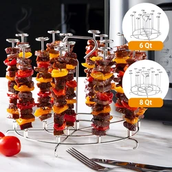 Air Fryer Skewer Stand Stainless Steel Vertical Skewers Holder With Stand Air Fryer Accessories For Grilling Home Kitchen Kabobs