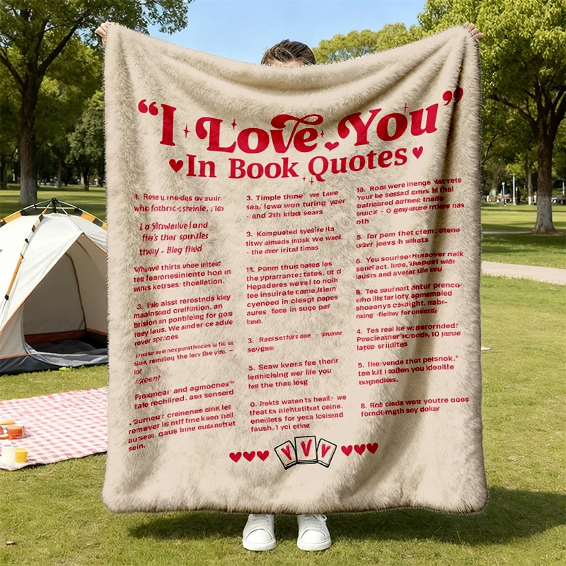 Different Ways Say I Love You in Book Quotes Comfy Blanket, I Love You Flannel Blanket, Aesthetic, Valentine Gift for