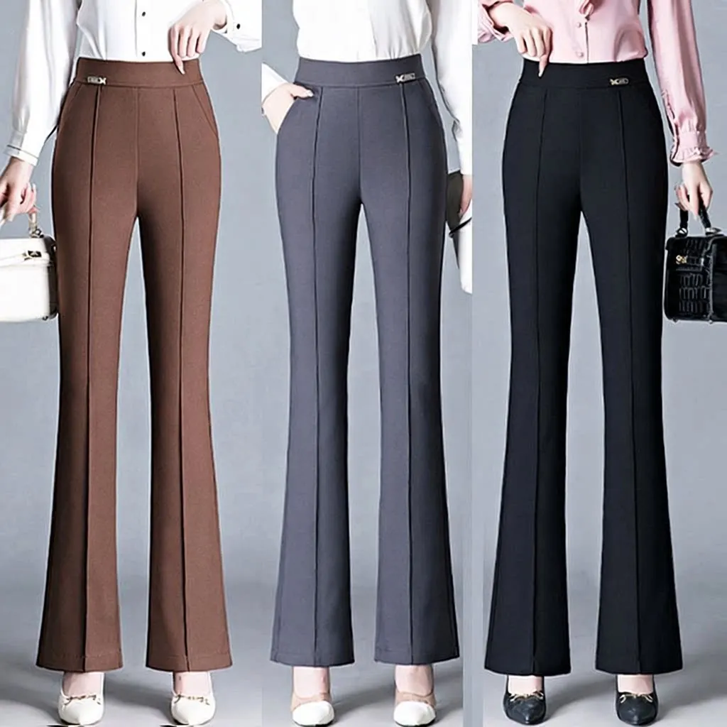 High Waist Flared Suit Casual Black Wide Leg Pants Straight Cut Long Pants Autumn Winter New Style Fashionable Women's Pants