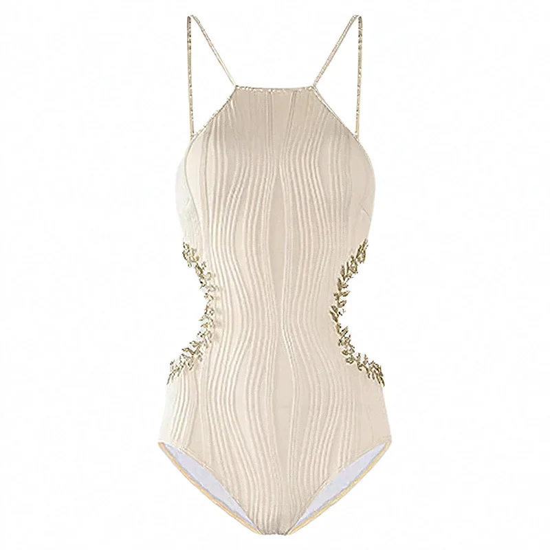 เกาหลีสไตล์ Conjoined ชุดว่ายน้ําผู้หญิง 2025 ใหม่ Niche เซ็กซี่ตัดเอวชุดว่ายน้ํา Retro Backless One Piece push-Up บิกินี่