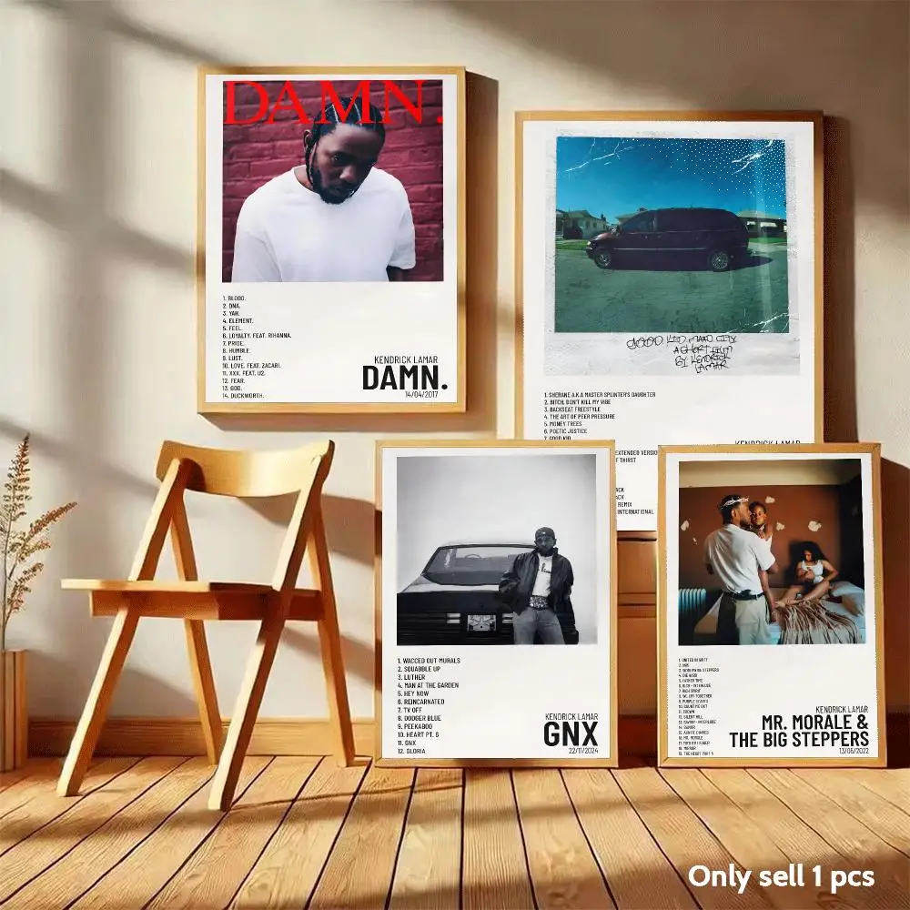 K-Kendrick L-Lamar Poster Home Living Bed Room Bar Hallway Sticky Wall Art Printing Aesthetic Decor