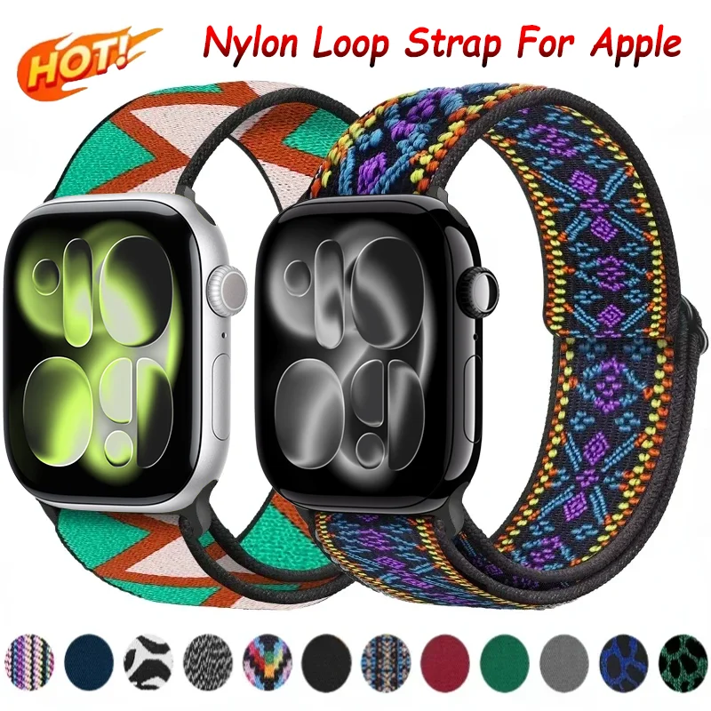 Nylon-Schlaufenarmband für Apple Watch Band Ultra 3 2 49mm 11 10 46/42mm 9 8 7 45mm 41mm Komfortables Armband iWatch 6 5 4 SE 44/40mm