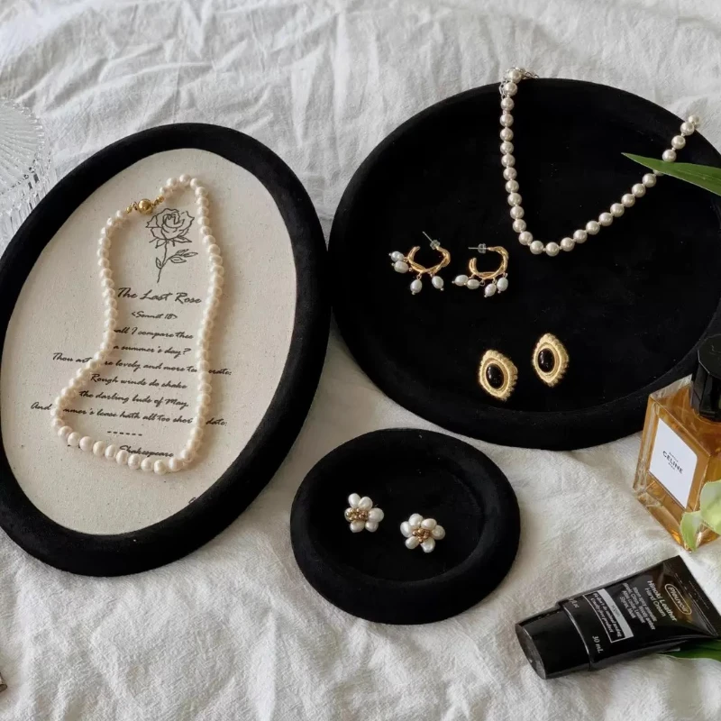 

Замшевый поднос для ювелирных изделий, минималистичный роскошный поднос для хранения колец, выставочный счетчик, ожерелья, браслет, дисплей, поддон, органайзер, ювелирные изделия