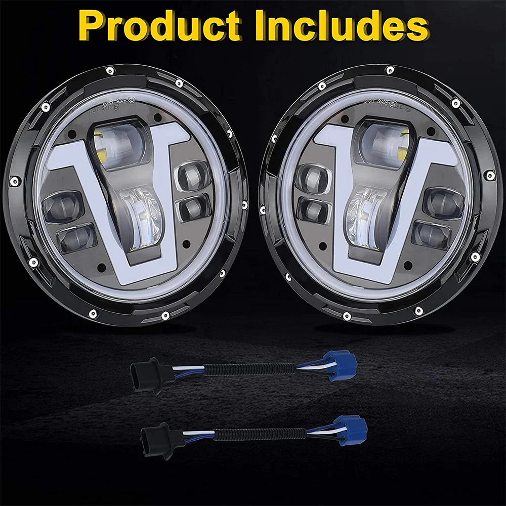 POVTOR LED 7 بوصة المصباح مع حلقة هالة العنبر بدوره أضواء الإشارة الخامس نوع الأبيض DRL عالية منخفضة شعاع ل جيب رانجلر JK TJ LJ CJ