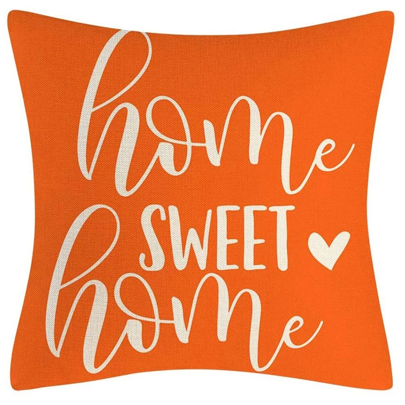 Promotion! Orange Pillow Covers 18X18 Set Of 4 Home Decorative Throw Pillow Covers Outdoor Linen Couch Throw Pillow Case