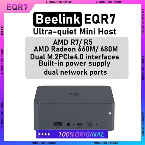 Beelink EQR7 Mini Host Pc Amd 660m/680m R5/R7 7735u/7535u DDR5 Wifi6 Silenzioso Alimentazione incorporata Ufficio aziendale Desktop Pc portatile