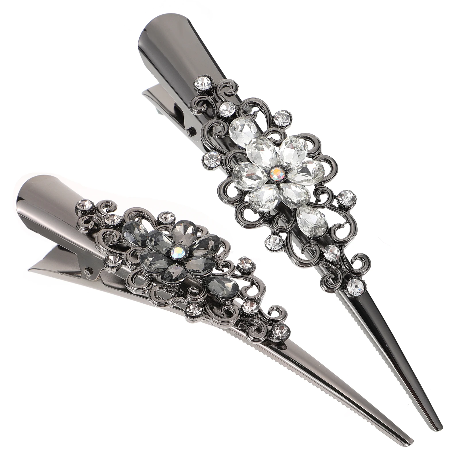 

2pcs Horn Clip Hair Accessories Rhinestone Beak Women Hairpin Blue Red Color Matching Durable Metal Design For Wedding Party
