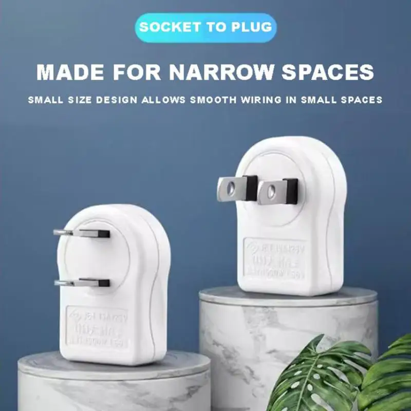 1Pc Converter Plug Electrical Socket 2Pin 90 Angle Rotatable Power Socket Plug Adapter  Foldable Travel Aadapters Power