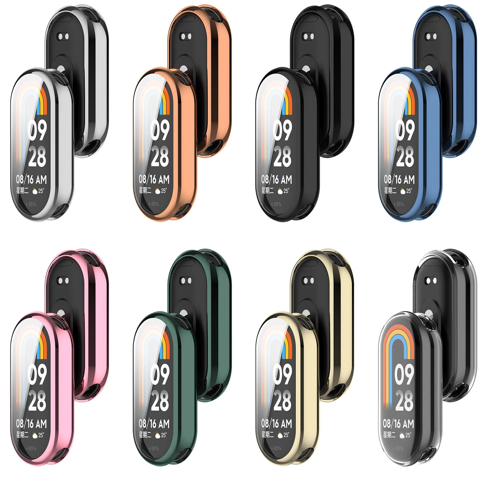 Funda protectora de pantalla para Xiaomi Mi Band 9/Mi band 8/Mi 8 9NFC, accesorios para relojes inteligentes, funda completa de TPU para reloj