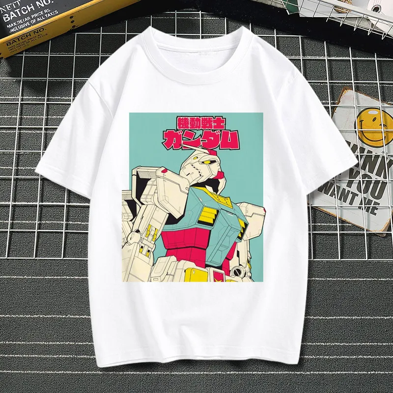 Mobile Suit Gundam Anime T-Shirt for Men Women Kids, Classic Robot Graphic Casual Cotton Short Sleeve Streetwear Top