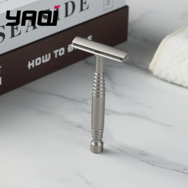 Yaqi remus navalha de segurança de borda dupla masculina de aço inoxidável navalha de barbear vintage artesanal navalha reta