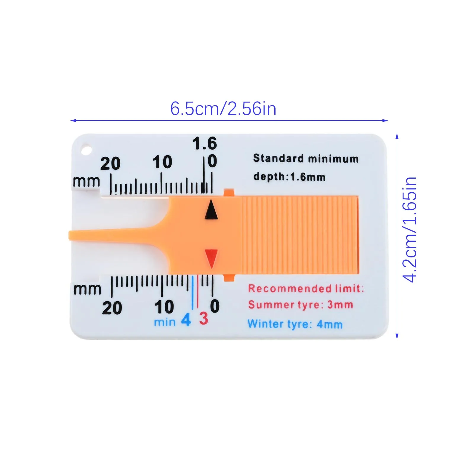 20mm Tyre Tread Depth Gauge Pocket Depthometer Caliper Plastic Tread Ruler Depth Ruler Motorcycle Truck Tire Wheel Measure Tool