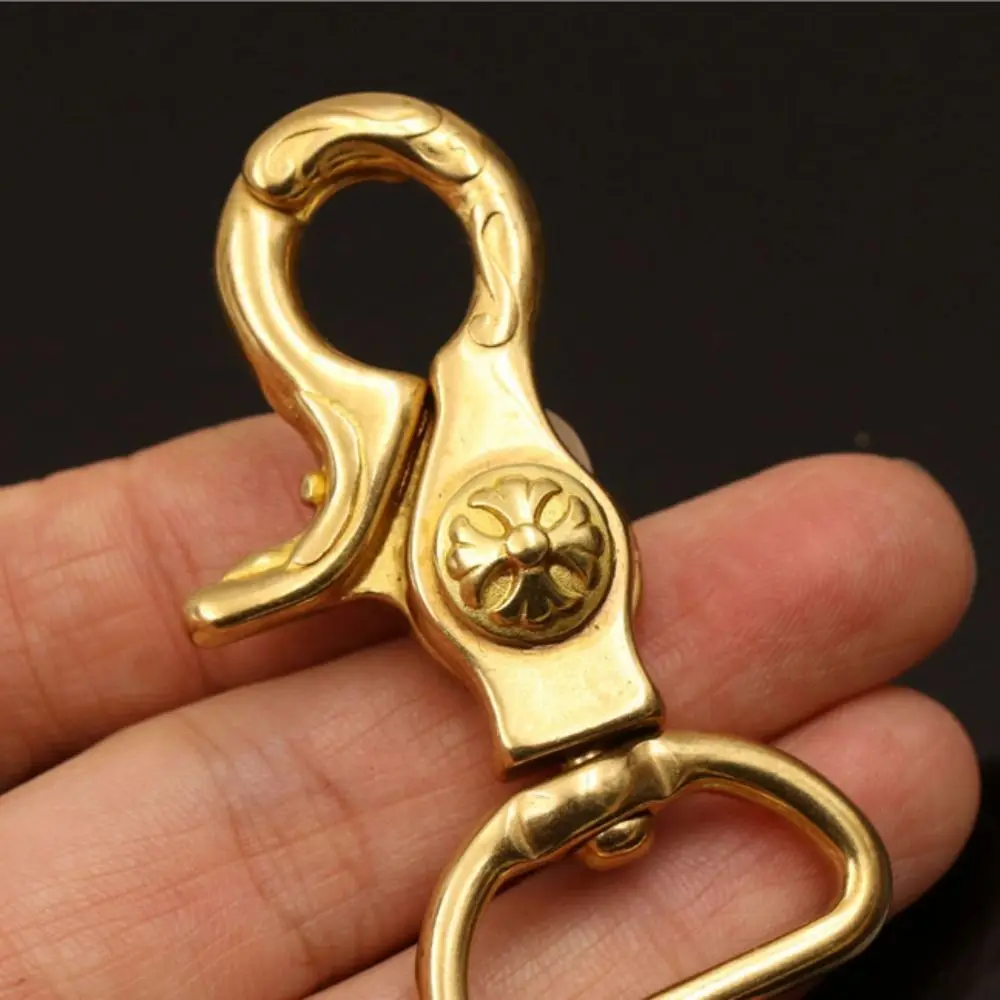 Metal Brass Snap Hook Rotating Traction Buckles Trigger Clips Buckles for Leather Strap Belt Keychain Webbing Pet Leash Hooks